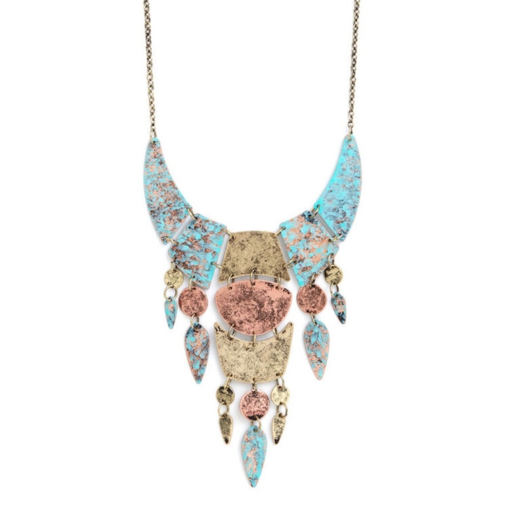 🦄 3/$25 Modcloth Turquoise Gold & Copper Necklace